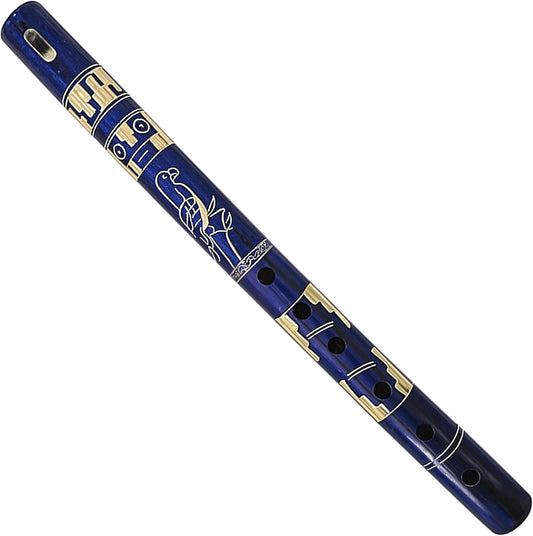 Mia Jewel Shop - Handmade Colored Bamboo Wooden Flute | Tribal Nature Pattern | Native Recorder for Beginners, Meditation & Music Lovers (Indigo)