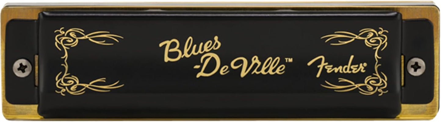Fender Blues DeVille Harmonica - Key of C Bundle with Carrying Case, Austin Bazaar Online Manual, and Polishing Cloth