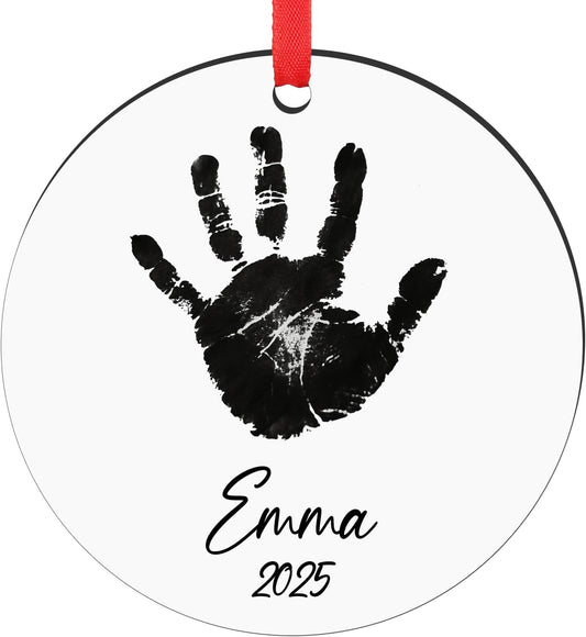 Baby Hand and Footprint Ornament - Baby's Frist Christmas Ornament with Photo, Name, Date - Personalized Baby Gift, Newborn Keepsake, New Mom Gifts
