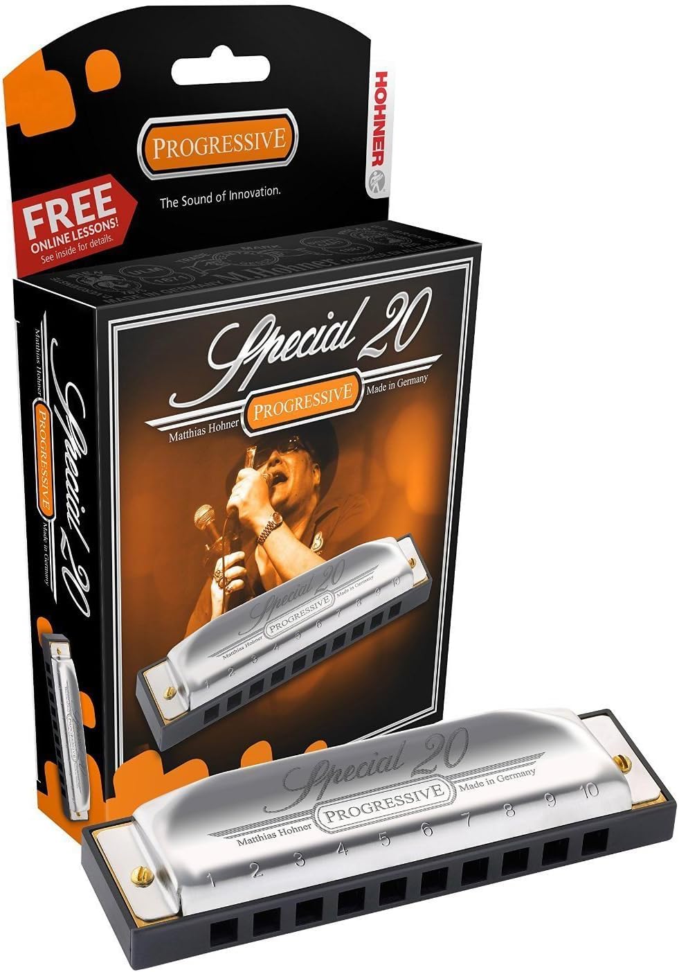 Hohner Special 20 Harmonica - Key of G Bundle with Carrying Case, Key Stickers, Online Manual, and Austin Bazaar Polishing Cloth