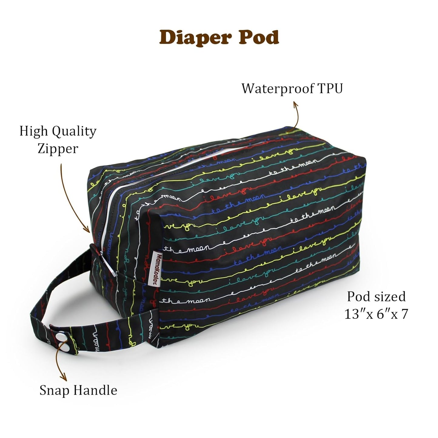 Mama Koala Waterproof Diaper Pods for Baby Items, Cloth Diapers, Swimsuits, Travel, Gym Clothes, Beach, Pump Parts, Toiletries, 2 Pack(DP-Love You)