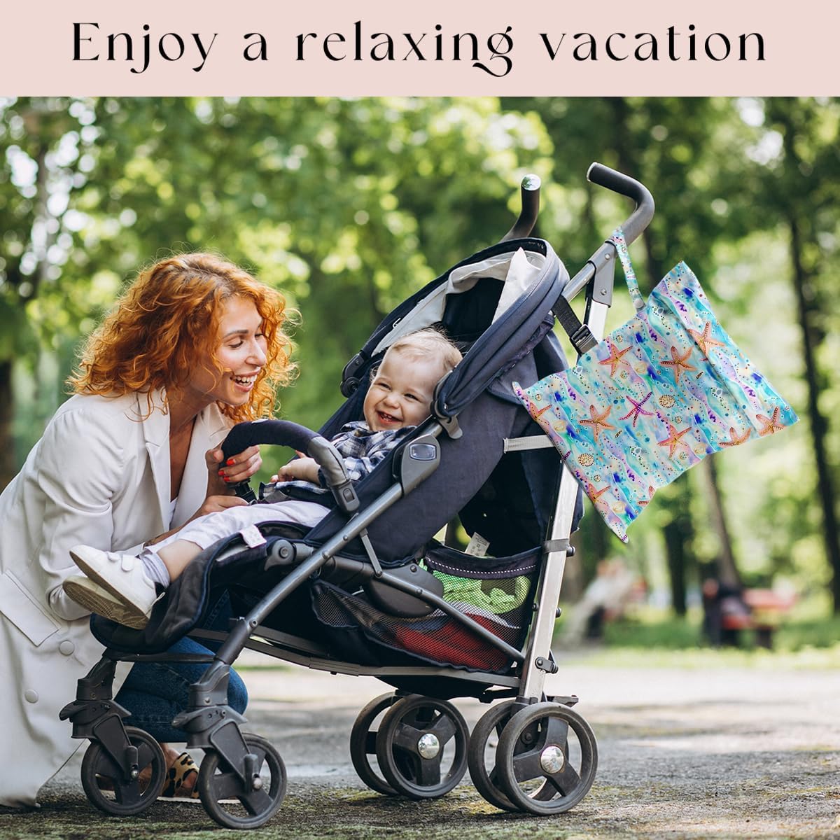 Wet Bag for Swimsuit, Beach Travel Essentials Wet Dry Bag, for Sunscreen Toiletry Dirty Clothes Yoga Gym Diaper, Friends Summer Beach Vacation Gifts. Starfish and jellyfish