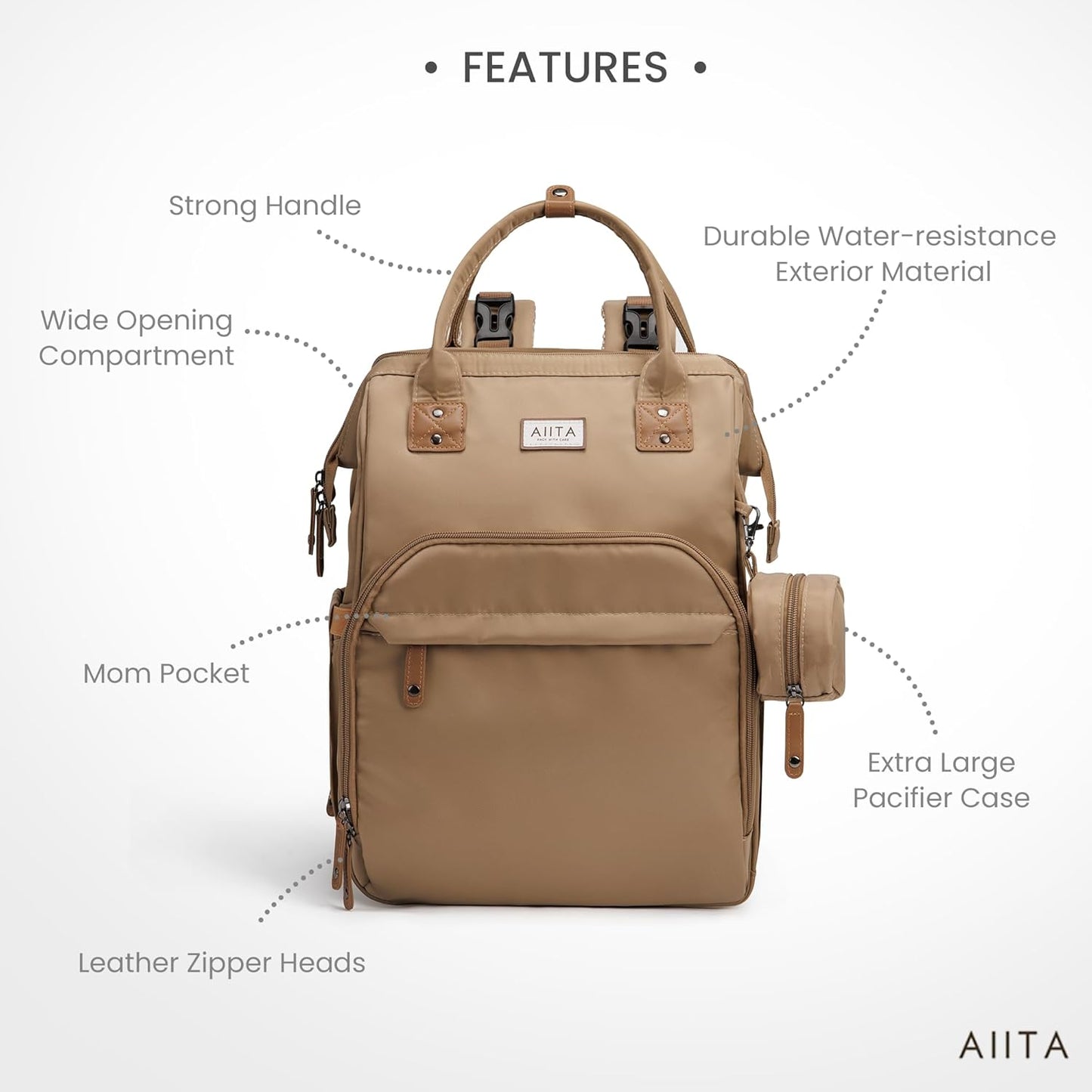 Diaper Bag Backpack, Multifunction Diaper Bag with Changing Station, Stylish Baby Bags, Large Unisex Diaper Backpack for Mom and Dad, Baby Registry Search, Portable Changing Pad – Coffee Brown