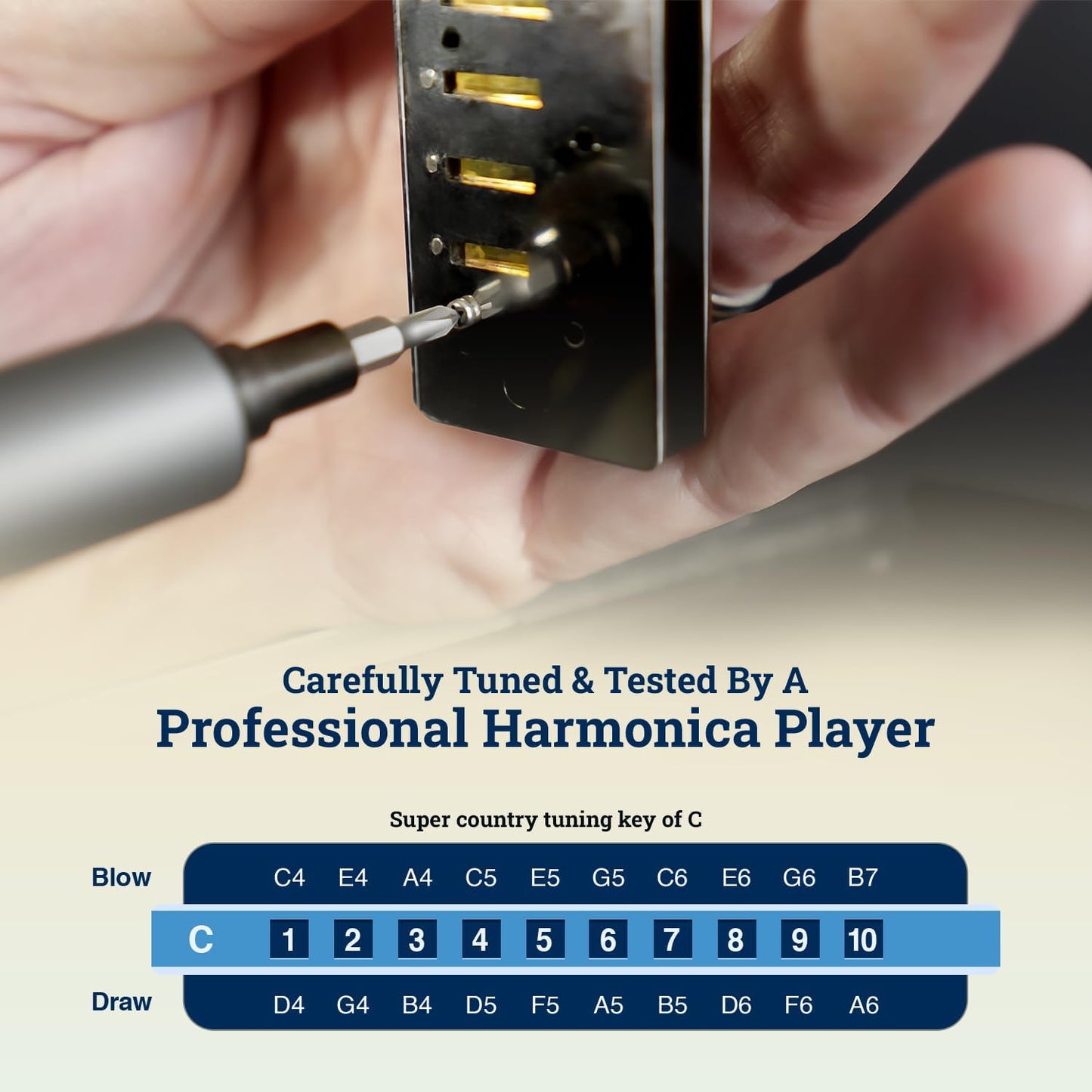 Harmo Polar Country Diatonic Harmonica Key of Bb, Super Country Tuned - Ideal for Country, Bluegrass, Jazz, and Celtic Music, Mouth Organ With Case, Harmonica for Adults, Beginners & Professionals