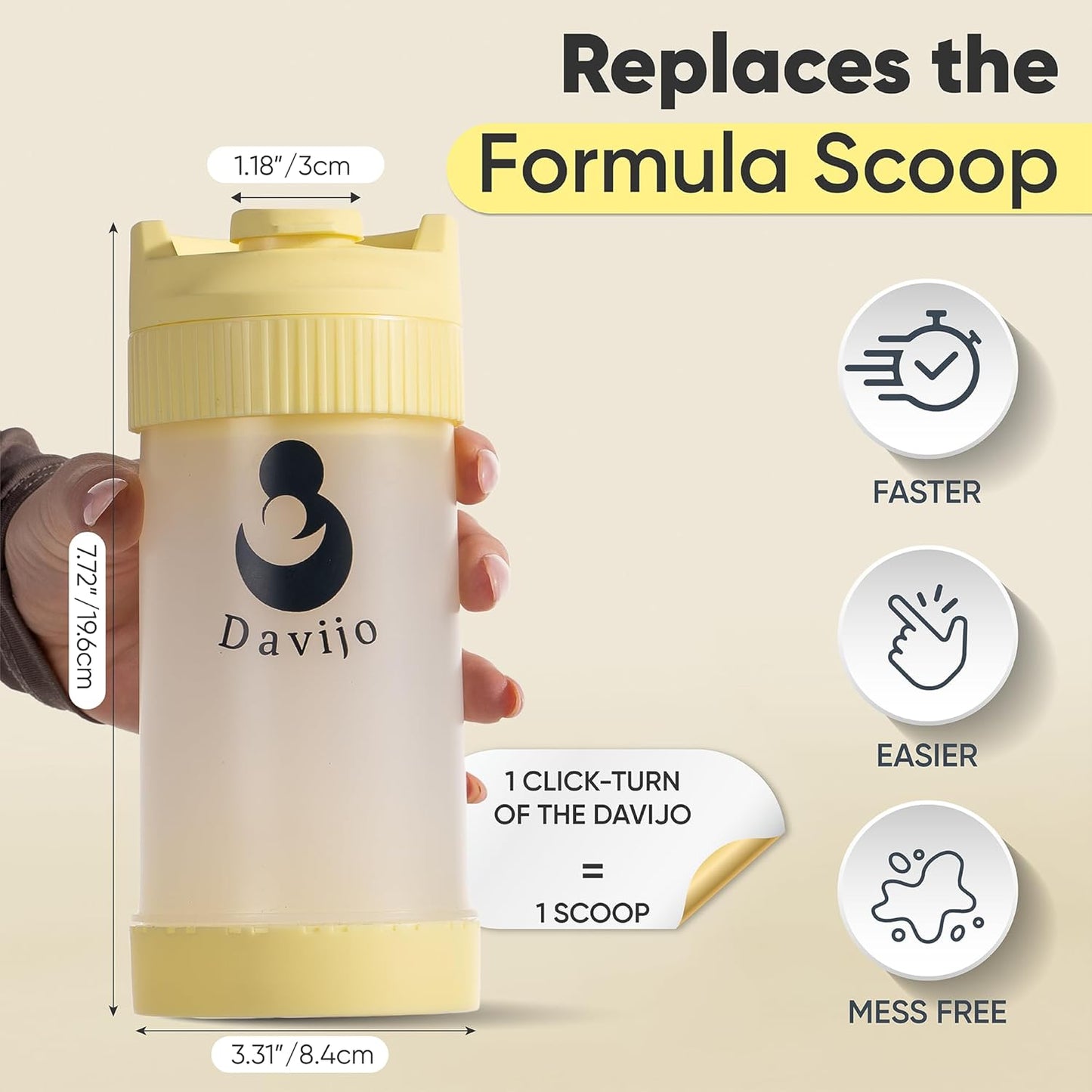 Formula Dispenser - Completely Replaces Hand Scooping - Fill The Desired Portion with just a Few clicks - Formula Container to go - 10ounces Baby Milk Powder Storage