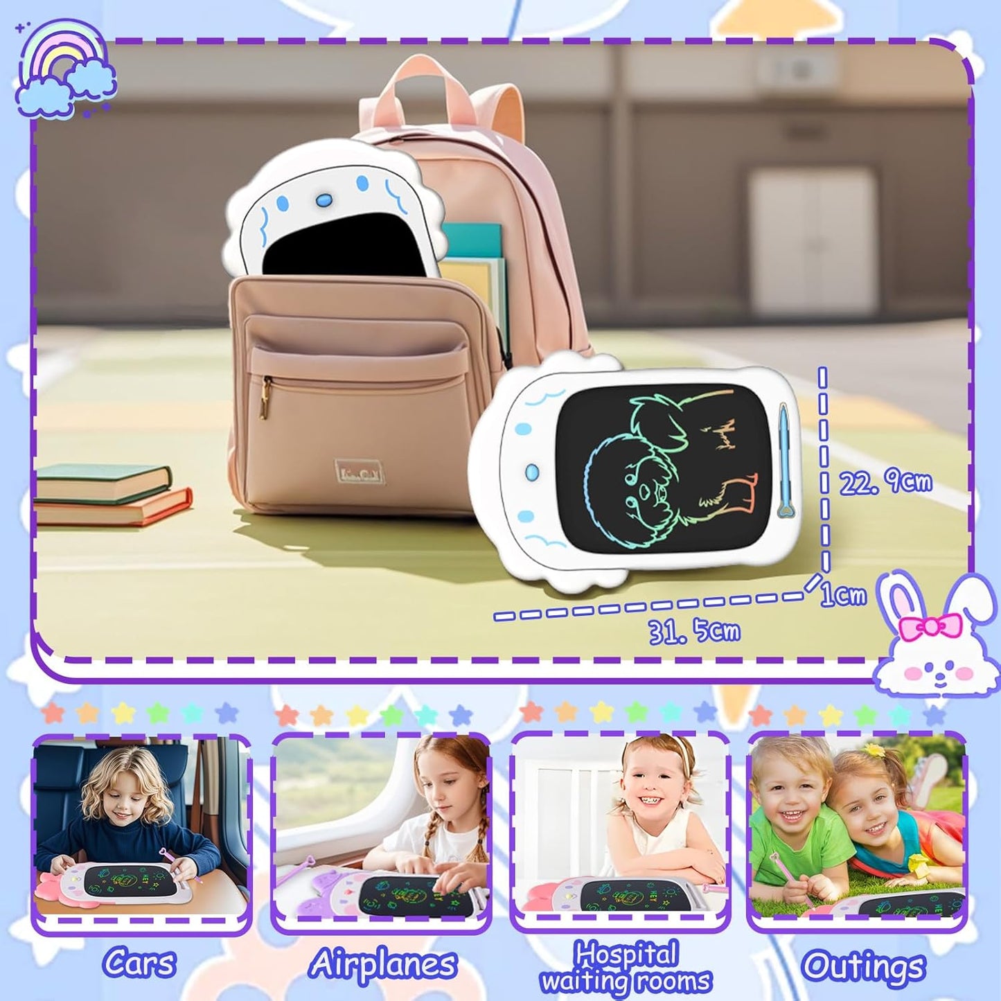 LCD Writing Tablet 10 Inch for Kids Girls, Doodle Board, Drawing Board Tablet Pad for Toddlers 3 4 5 6, Travel Toy, Pressure Sensitive, Christmas Birthday Gifts for Boy Girl(Fluffy Puppy)