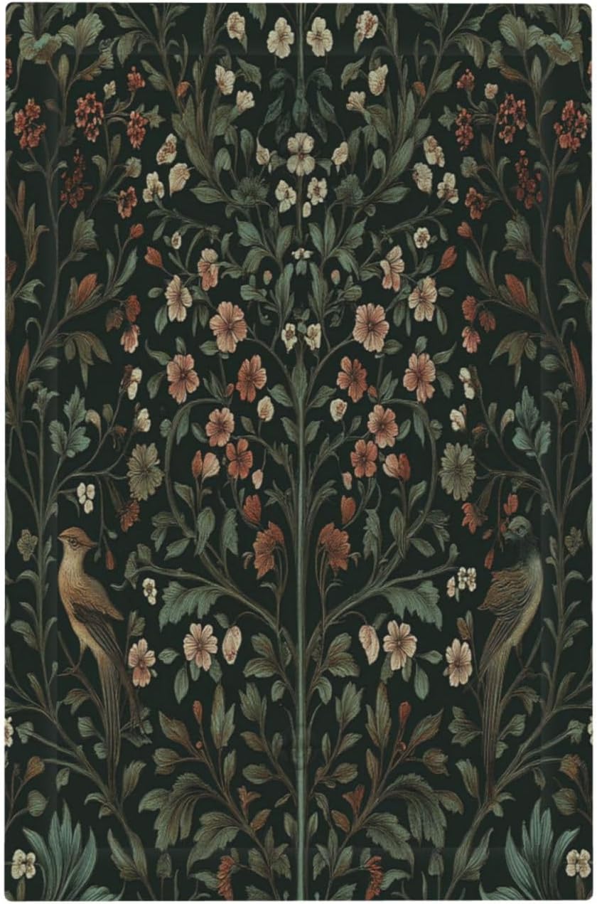 Light Switch Cover Plate Vintage Morris Colorful Flower Green Leaf 1 Gang No Device Blank Electrical Wall Plates Faceplate Decorative Switch Plate For Bed Room Living Room Decor