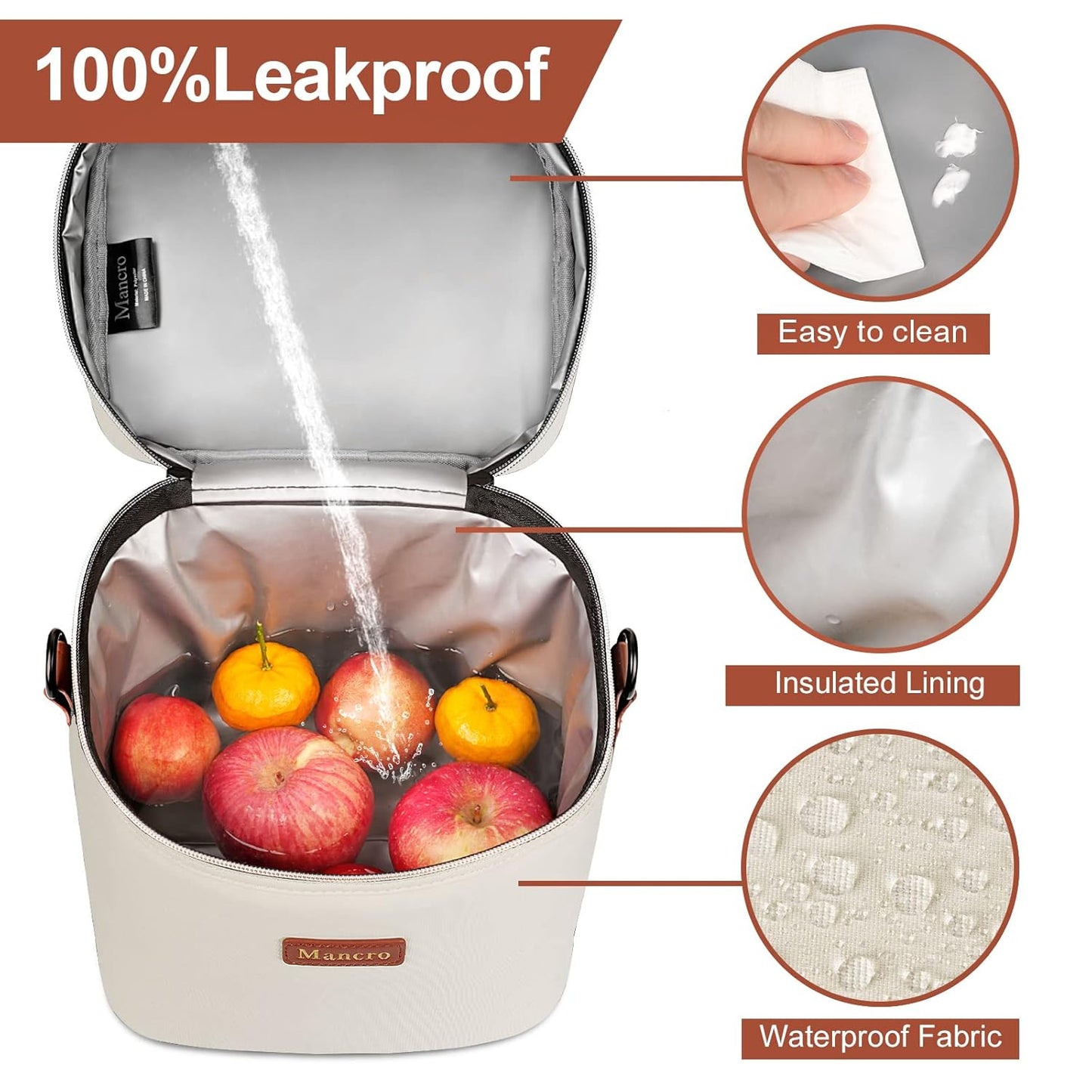 Mancro Breastmilk Cooler Bag for Travel, Fits 4 Baby Bottles Up to 9 Ounce, Baby Bottle bag with Ice Pack, Insulation Breast Milk Cooler Travel, Cream