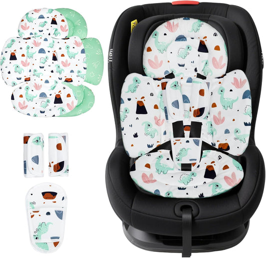 KAKIBLIN Infant Car Seat Insert, Baby Car Seat Cushion, Car Seat Head Support for Infant,Breathable Reversible Carseat Insert Support for Newborn Stroller, Baby Swing, Bassinets, Pushchair (Green)
