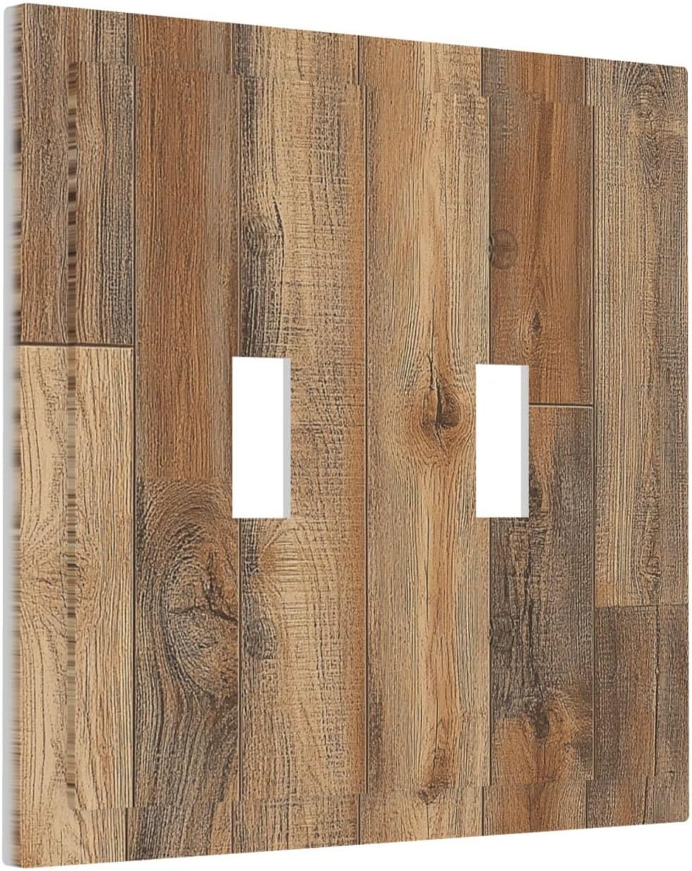 Decorative Switch Plates Retro Rustic Brown Wood Grain 2 Gang Double Toggle Outlet Light Switch Cover Wall Plate Electrical Faceplate For Farmhouse Cabin Decor