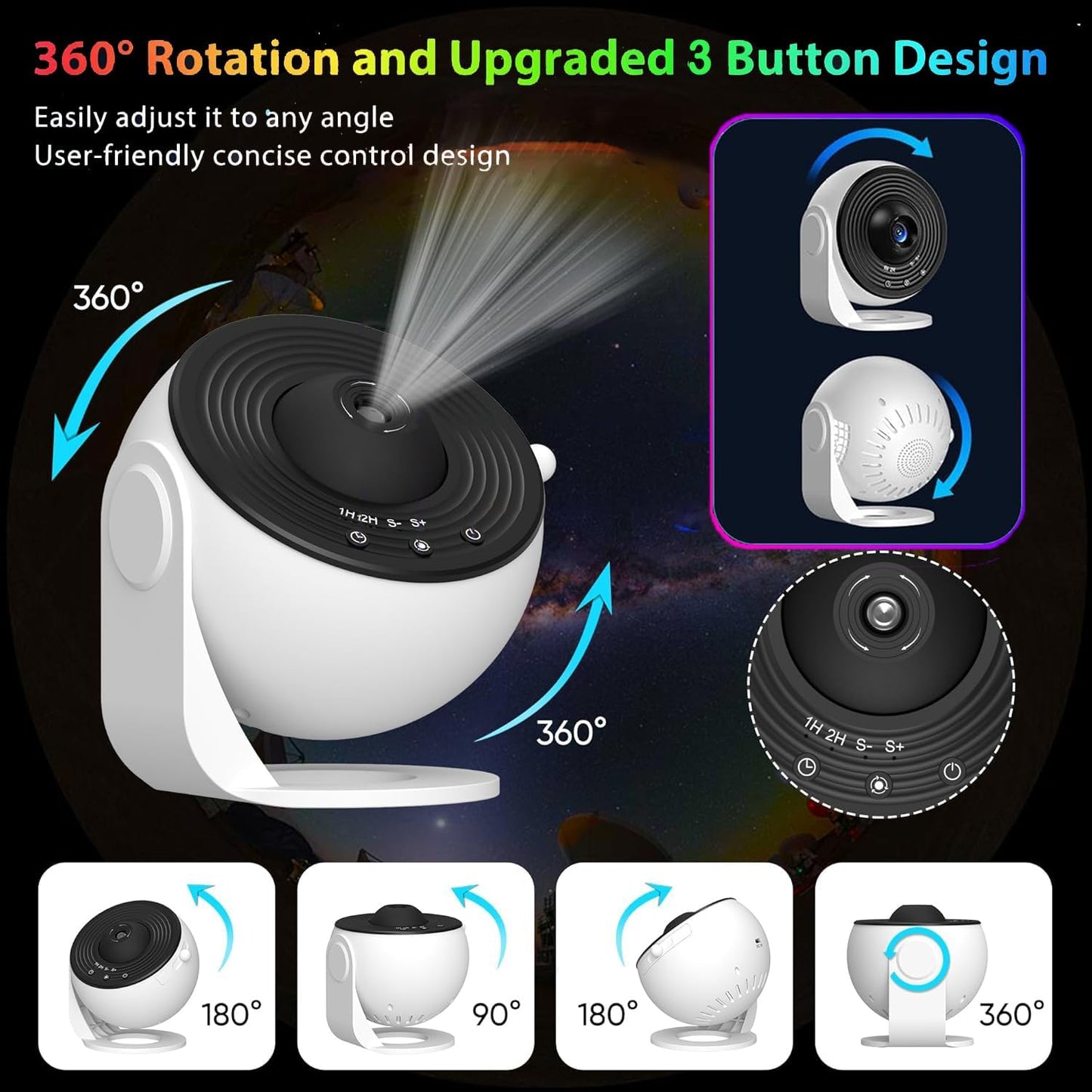 Galaxy Projector for Bedroom, Upgraded HD Star Projector Lens, 13 in 1 Planetarium Star Projector with Solar System & Constellation - 360° Rotating with Timer, Adjustable Knob, Kids Adults Room Decor