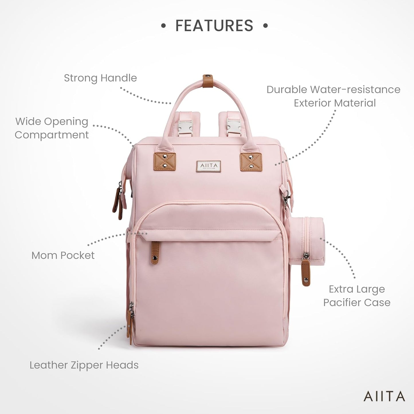 Diaper Bag Backpack, Multifunction Diaper Bag with Changing Pad, Baby Diaper Bags for Boys Girls, Stylish Large Capacity Travel Backpack for Moms Dads, Baby Shower Gifts,Unisex – Pink