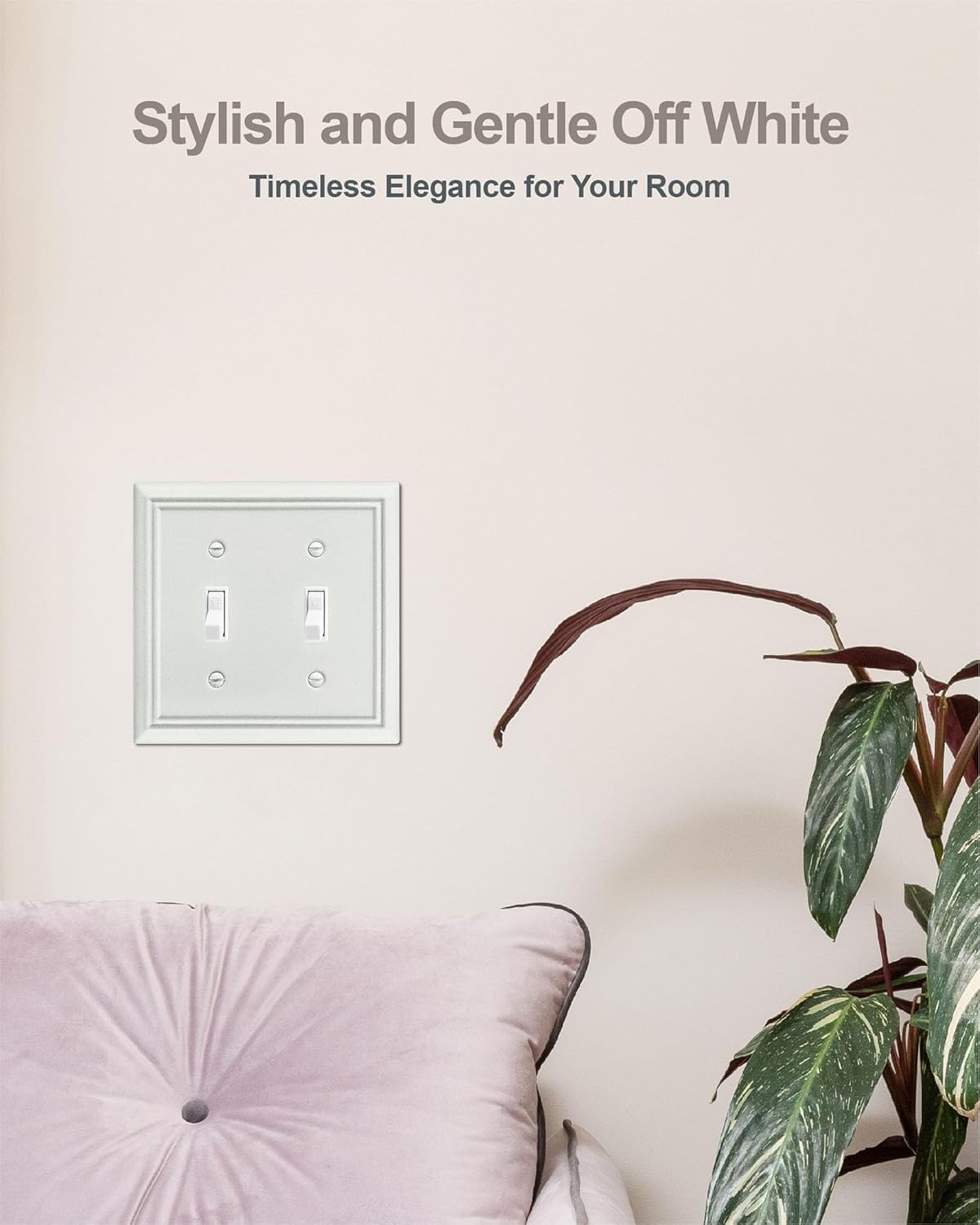 2-Pack Double Toggle Wall Plate, Decorative Light Switch Cover, Metal Switch Plate Cover, Off White Finish, Midsize