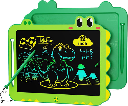 TEKFUN LCD Writing Tablet for Kids, 12 Inch Doodle Board for Toddler, Colorful Drawing Tablet, Reusable Electronic Pads Educational and Learning Toys Gifts for 3-13 Years Old Boys and Girls (Green)