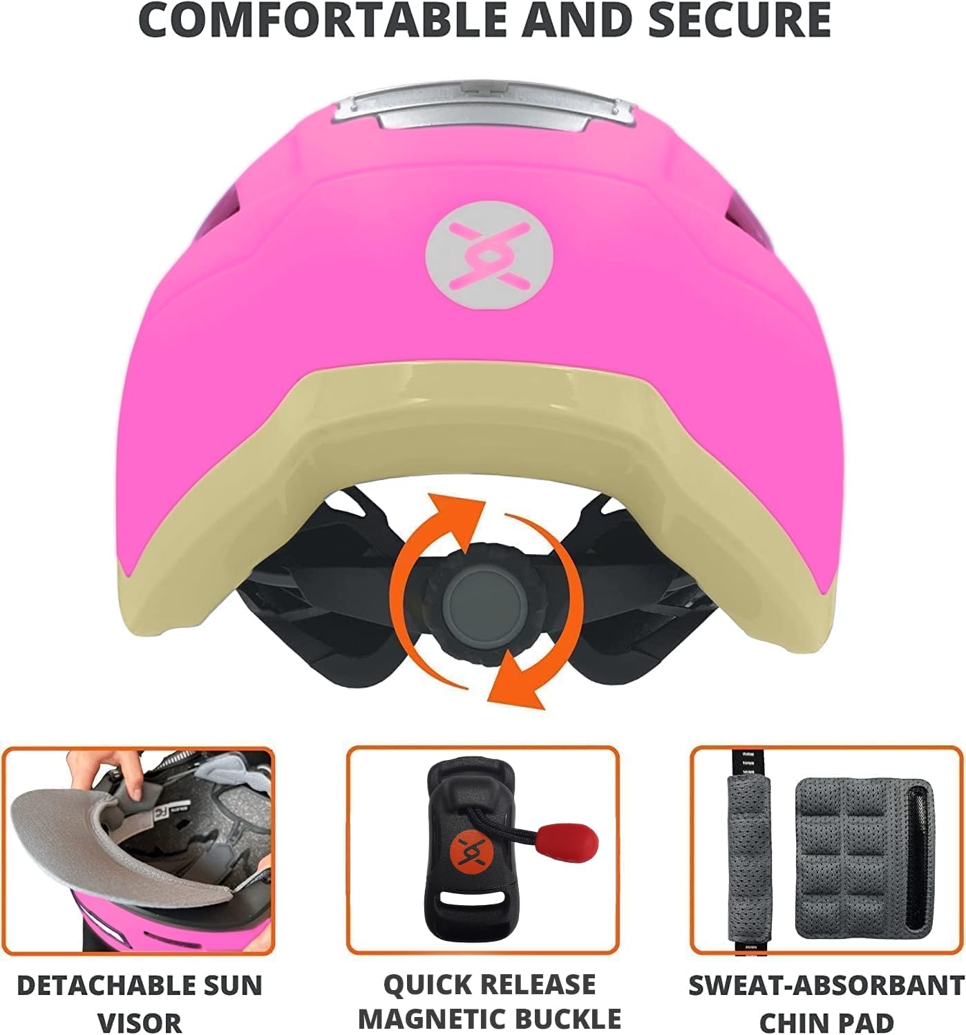 Kid Bike Helmets for Boys and Girls | Fit Head 51-54cm Circumference | CPSC & NTA-8776 Dual Certified | Multi-Sport Helmets with LED Lights, Magnetic Buckle, Detachable Visor