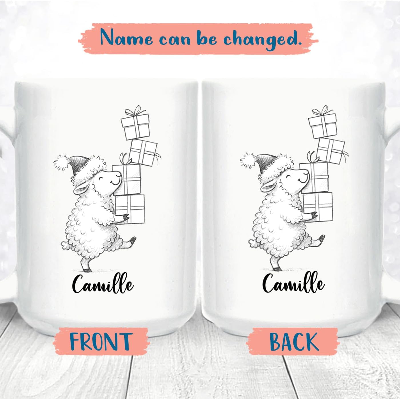 Personalized Name Sheep Lover Coffee Mug, Funny Sheep White Cup Gift For Men Women Dad Mom Daughter Son, Custom Sheeps Accent Ceramic Teacup 11 15 Oz, Sheeps Travel Mug Gift for Birthday Christmas