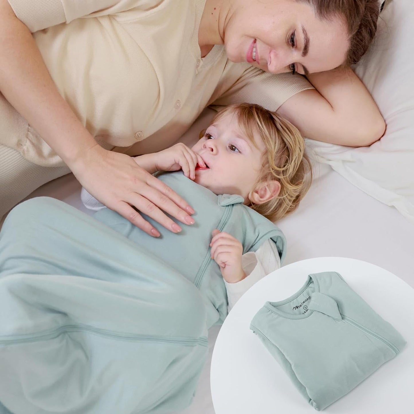 Mosebears Unisex Baby Sleep Sack 1.0 TOG, Supersoft Rayon Made from Bamboo Wearable Blanket with 2-Way Zipper(Sage,6-18 Months)