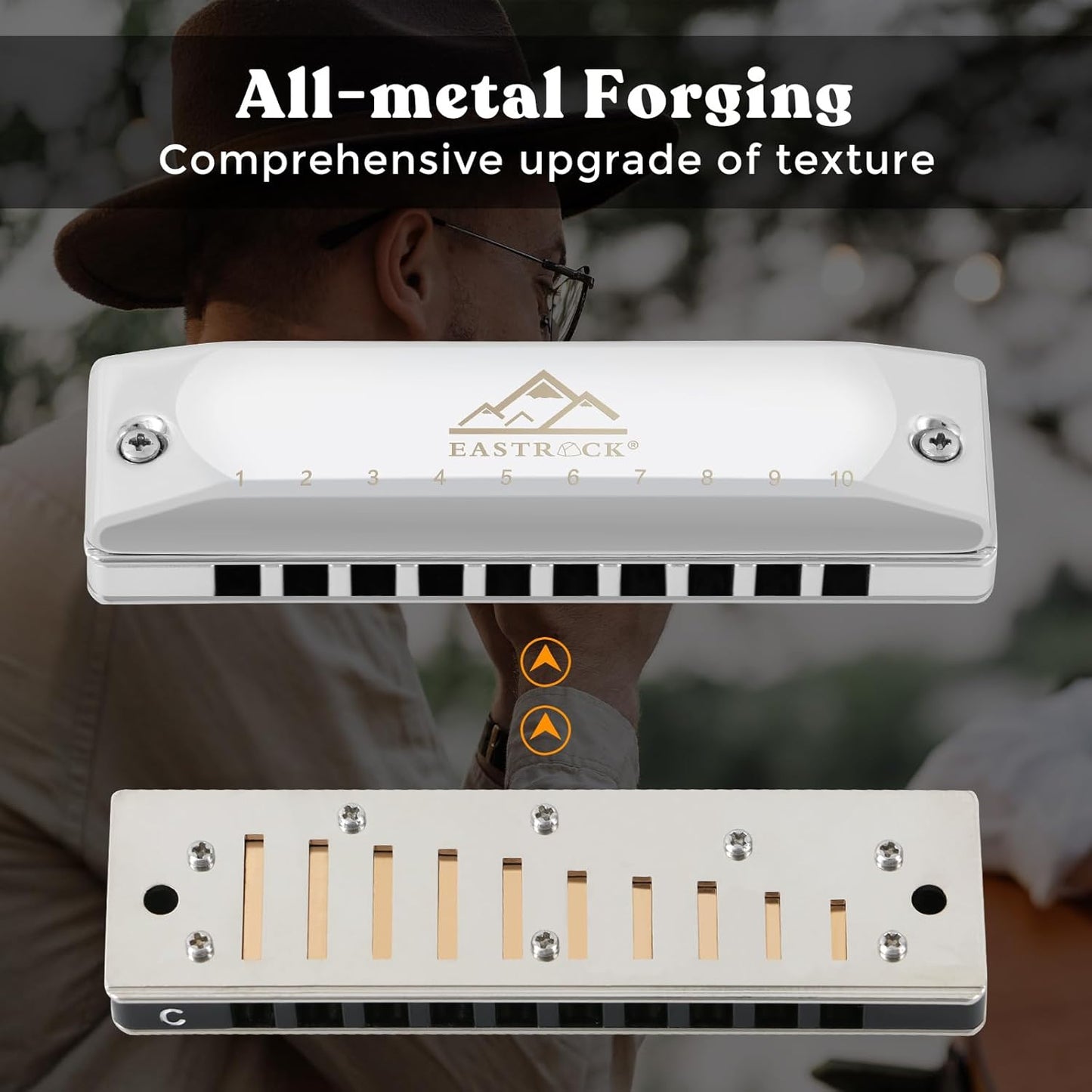 EASTROCK Professional Harmonica, Diatonic Mouth Organ, Key of C, for Adults & Students