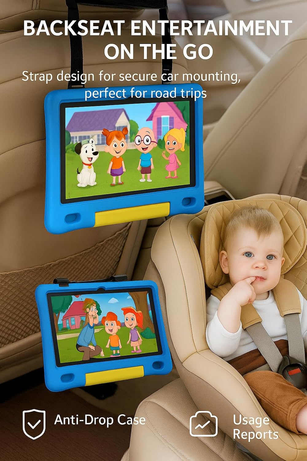 10.1 Inch Kids Tablet with Shockproof Case | Android 14, 64GB+8GB RAM, 12H Battery | Parental Control, Google Kids Space & Preloaded Educational Apps | WiFi 6, HD Display, Ages 3-12