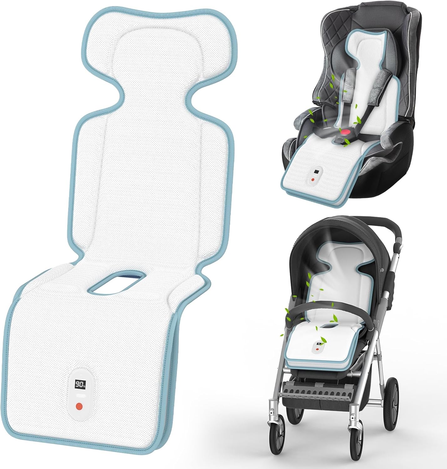 Baby Stroller Cooling Pad,Car Seat Cooler with 2 Built-in Blowers | Up to 10h Runtime & 10000mAh Battery | 3-Speed Adjustable Cooler Pad for Infants,Toddlers | Summer Outdoor Baby Essentials