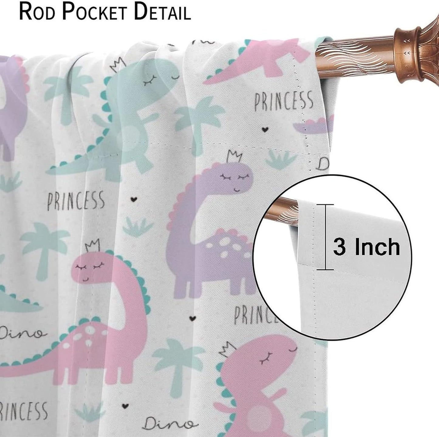 Kids Dinosaur Curtains for Boys Girls Bedroom Decor Cartoon Dino Colorful Cute Funny Animal Wildlife Printed Blackout Rod Pocket Window Drapes for Baby Nursery Playroom Living Room W21xL45in Decor