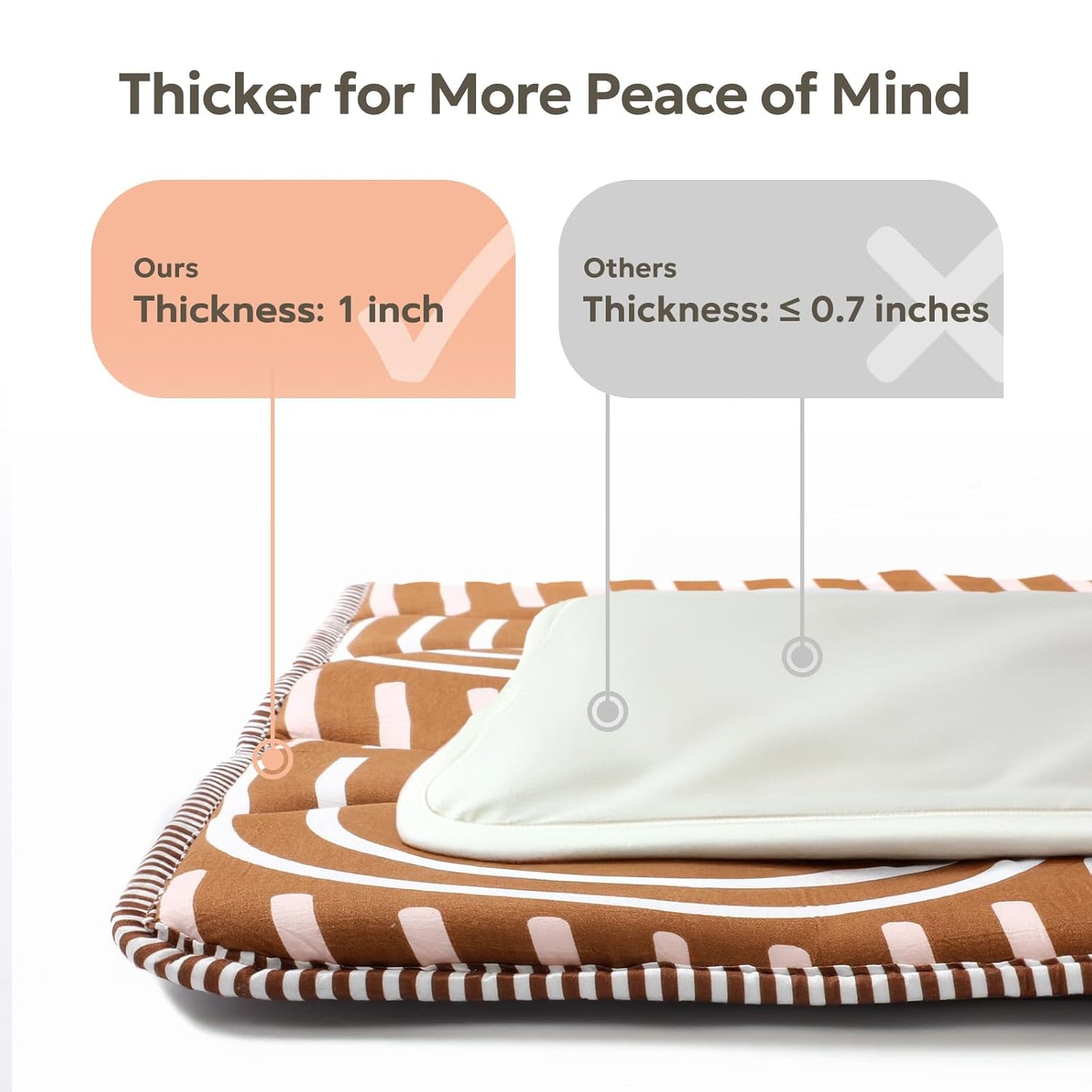 Soft Thicker Baby Mat for Floor 71"x59", Extra Large Baby Play Mat, Non-Slip Playpen Mat, Easy to Clean & Portable Playmat, Crawling Mat for Babies Toddlers, Activity Mat, Rainbow, Brown