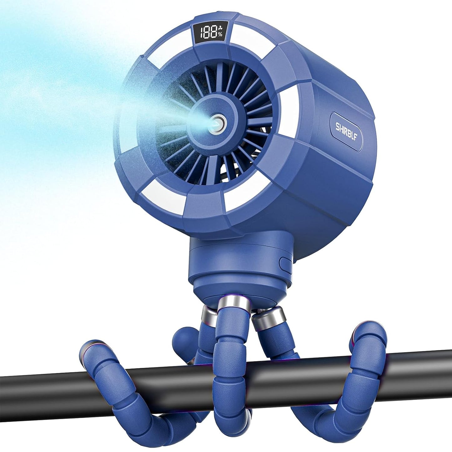 6000mAh Misting Fan for Stroller, 3 Speeds Portable Clip Fan with Intermittent/Continuous Spray, 14H Cooling, Detachable Mount, Timer & Night Light for Baby (100ML Water Tank)-Darblue