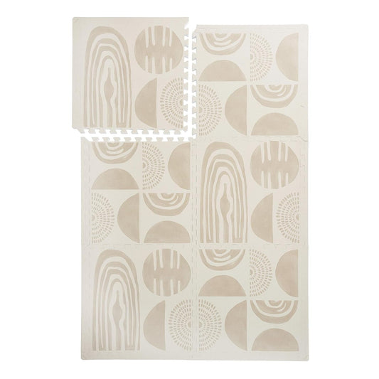 Premium Exercise & Baby Foam Play Mats - Stylish & Large Non-Toxic Odorless Floor Mat - 6 Tiles - Spacious 6ft x 4ft - Peel-Resistant Reinforced Ver.- Soft Thick, Waterproof - Desert Sand