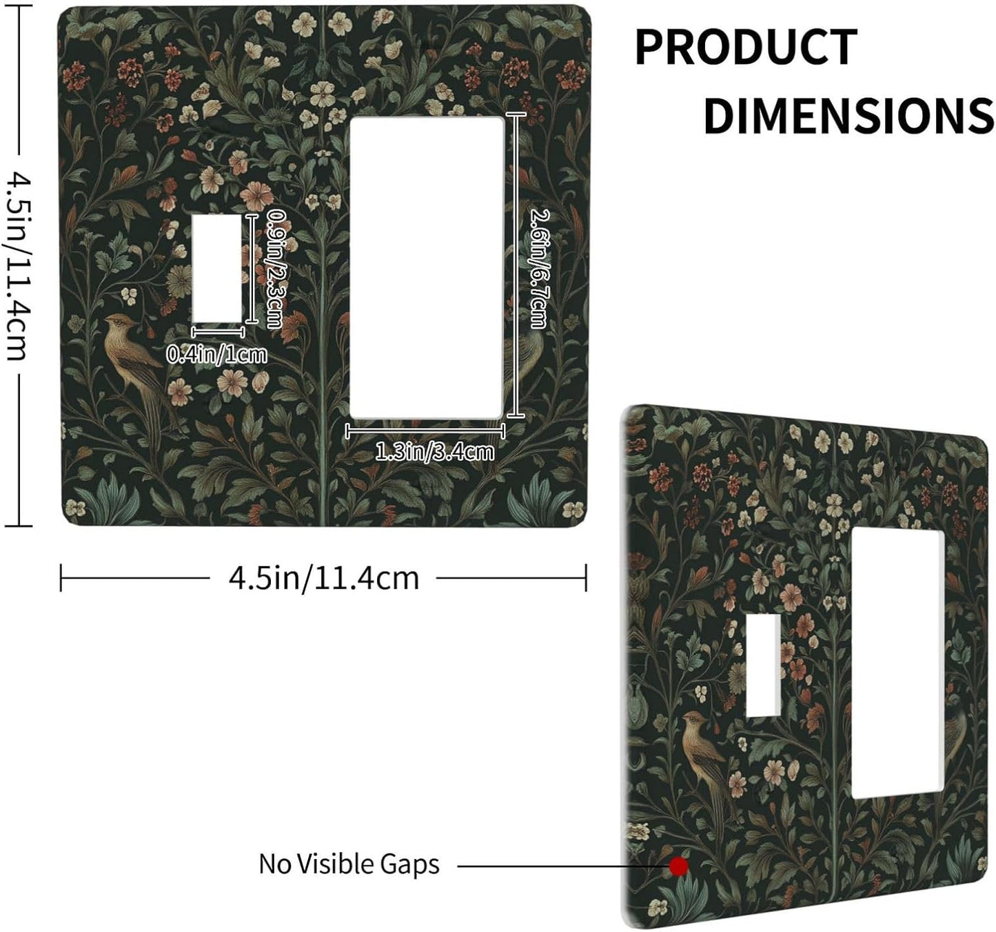 Outlet Covers Vintage Morris Colorful Flower Green Leaf 1 Toggle 1 Rocker Combination Decorative Wall Plate Electrical Switch Plates Light Switch Cover Plate For Bed Room Living Room Decor