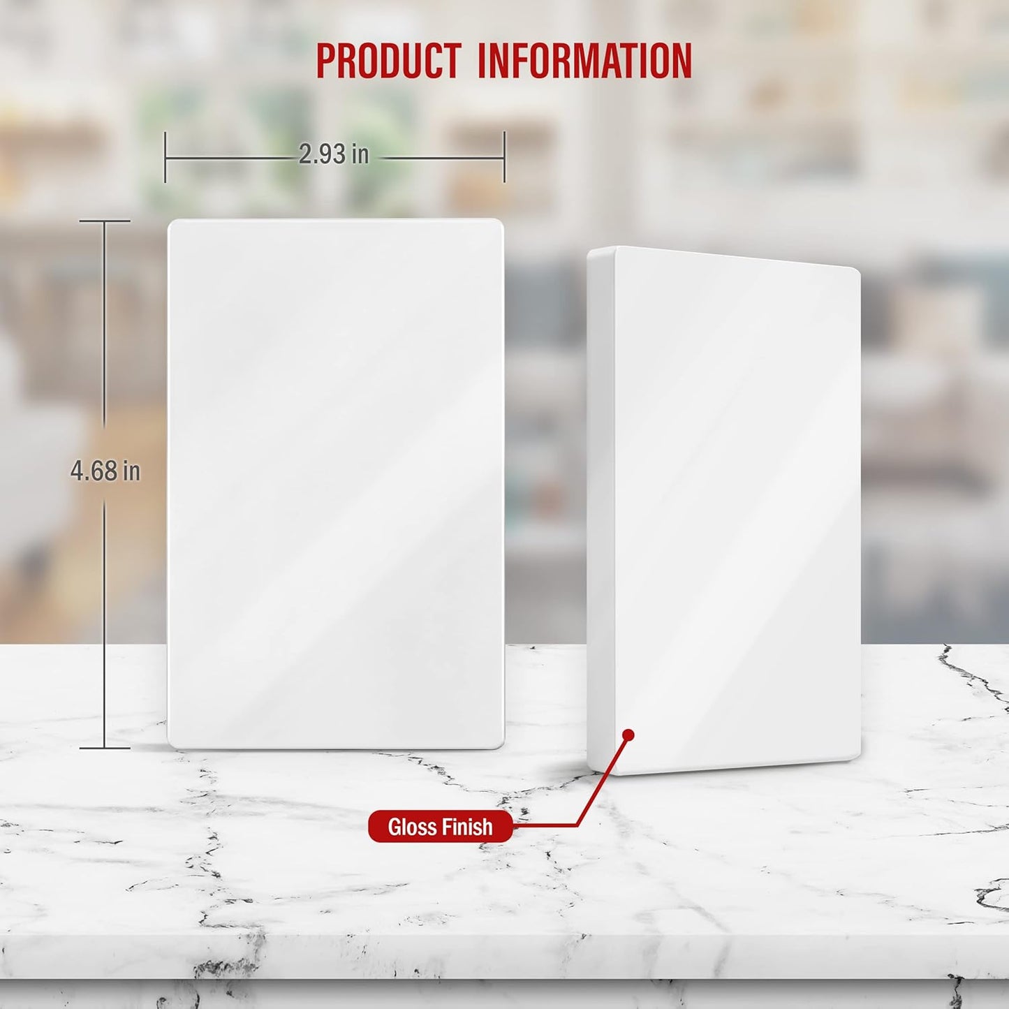 ENERLITES SI8801-W-5PCS, Screwless Blank Wall Plate, Child Safe Blank Device Outlet Cover, Standard Size, 1-Gang 4.68" x 2.93", Polycarbonate Thermoplastic, UL Listed, Glossy, White, 5 pack