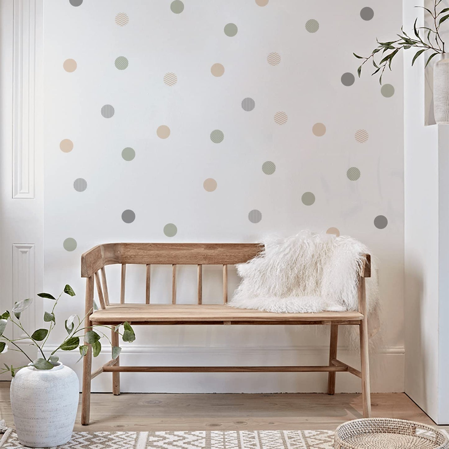 Boho Polka Dot Wall Decals 36 PCS, Boho Wall Decal Wall Sticker for Girls Room Living Room Playroom Nursery, Removable Wall Decals Kids Room Decor Vinyl Murals DIY Cute Decorations (6 Sheets)