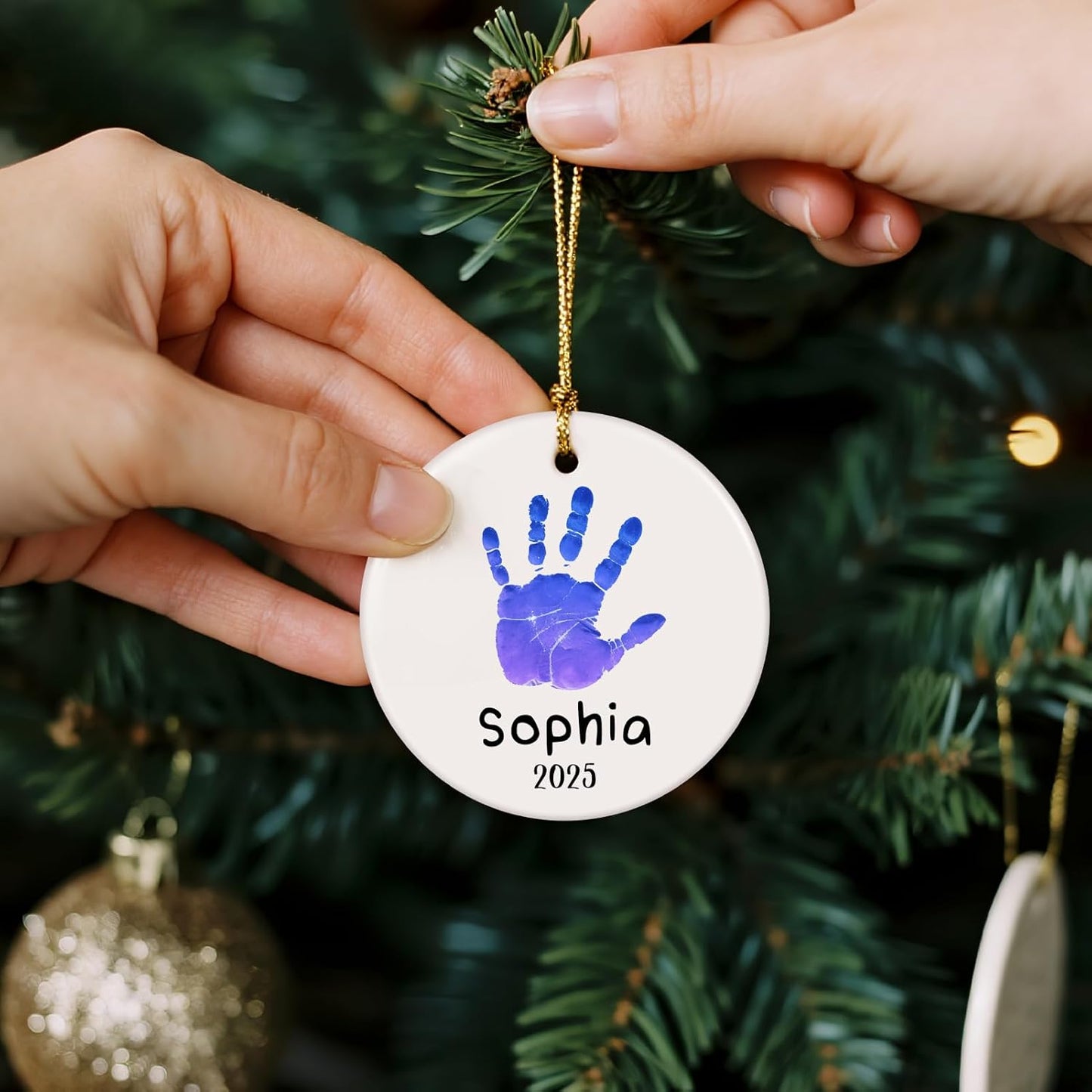 Baby Hand and Footprint Ornament - Baby's Frist Christmas Ornament 2025 with Custom Photo, Name, Date - Personalized Baby Gifts, Newborn Keepsake, New Mom Gifts