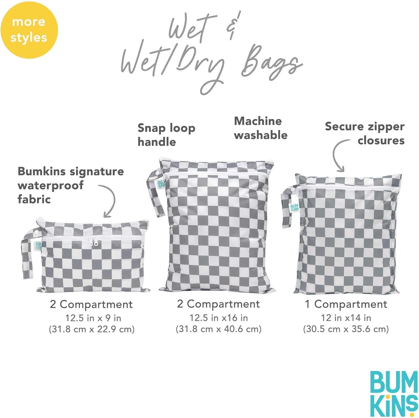 Bumkins - Waterproof Wet Bag - For Baby, Travel, Swim Suit, Cloth Diapers, Pump Parts, Pool, Gym, Toiletry, Strap to Stroller - Reusable & Easy to Clean - 2pk - Ocean & Jungle