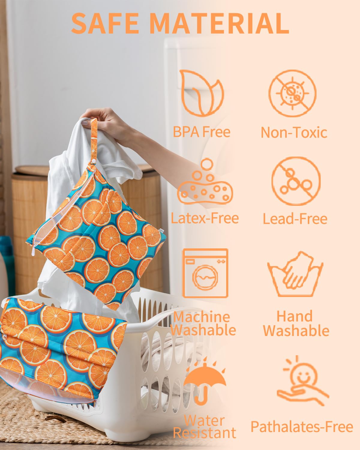 babygoal Wet Dry Bags for Baby Cloth Diapers, Washable Travel Bags, Beach, Pool, Gym Bag for Swimsuits & Wet Clothes with Two Zippered Pockets 3 Pack, 3LN22