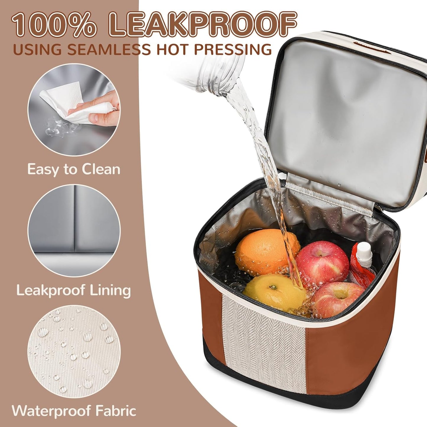 Mancro Breast milk Cooler Travel Bag Fits 6 Bottles Up to 9 Ounces，Double Layer Baby Bottle Cooler Bag with Ice Pack，Insulated Baby Bottle Bags for Daycare & Nursing Moms,Black and Brown