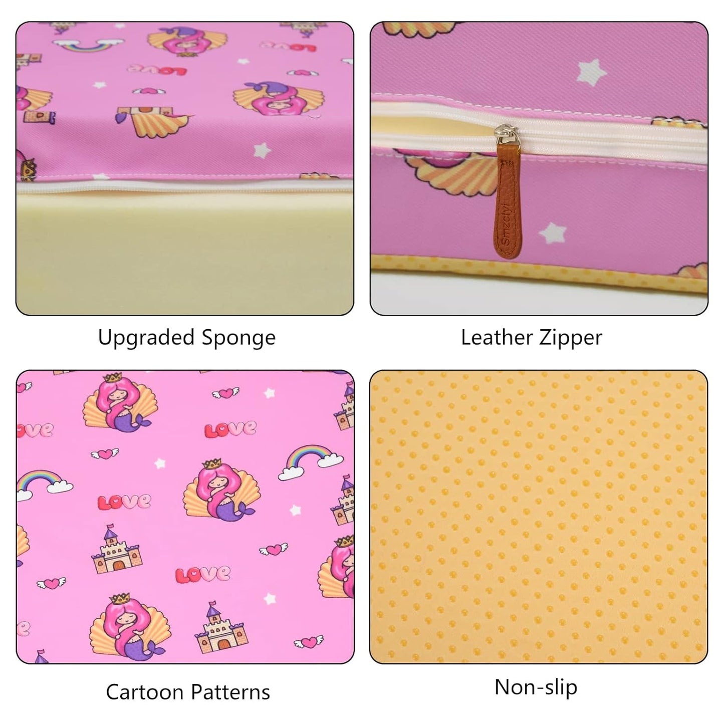 Toddler Booster Seat for Dining Table, Portable Kids Booster with Adjustable Safety Buckles, Non-Slip Bottom, Travel Cushion