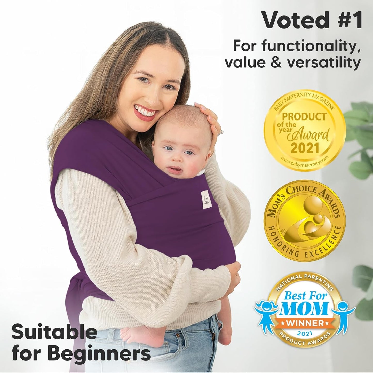 KeaBabies Baby Wrap Carrier - All in 1 Original Baby Carrier Newborn to Toddler Sling, Easy to Wear, Hands Free Bonding, Lightweight, Breathable Infant Wraps (Royal Purple)