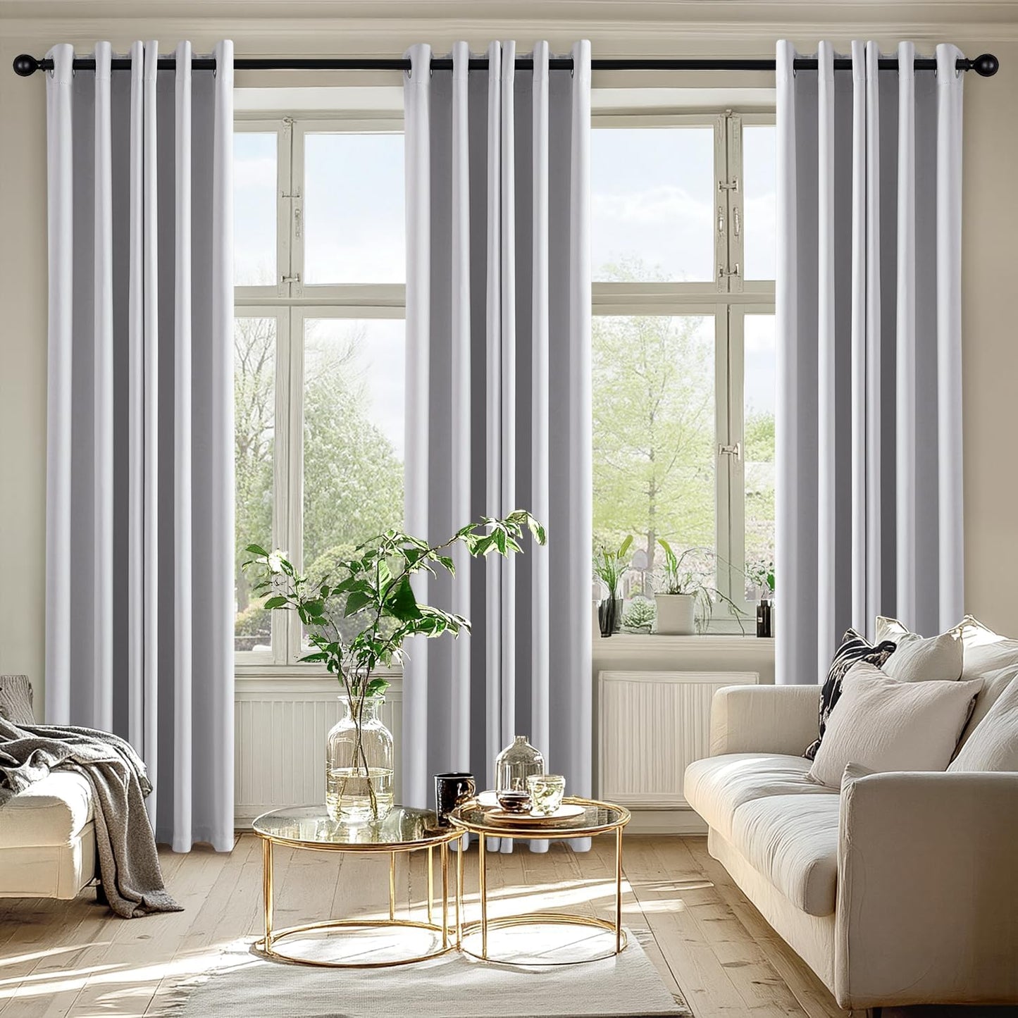 MIULEE Blackout Curtains for Bedroom Living Room 72 Inches Long 2 Panels, Thermal Insulated Room Darkening Drapes Solid Grommet Top Light Blocking Window Curtains W40 x L72 Inch Greyish White