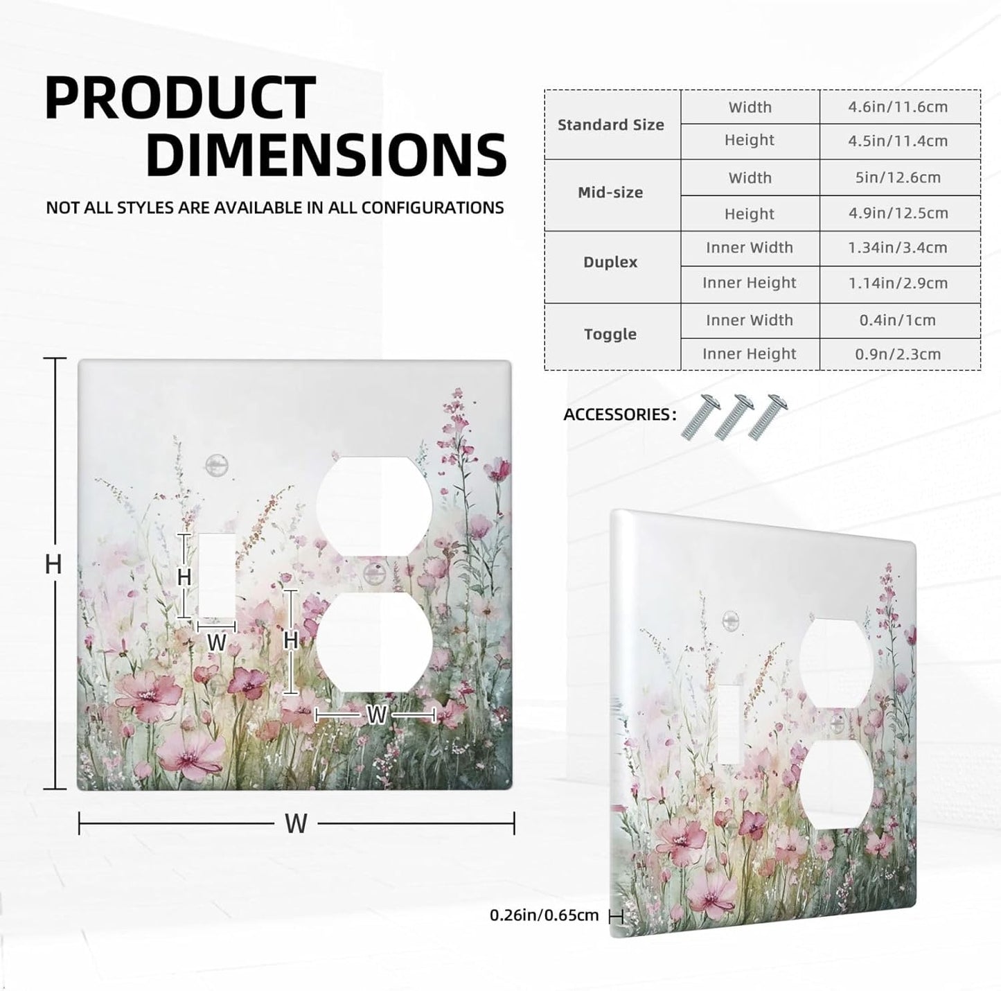 Wallplates Wildflower Botanical Watercolor Floral 1 Toggle 1 Duplex Switch Plate Electrical Gfci Faceplate Decorative Light Switch Covers For Bed Room Living Room Decor