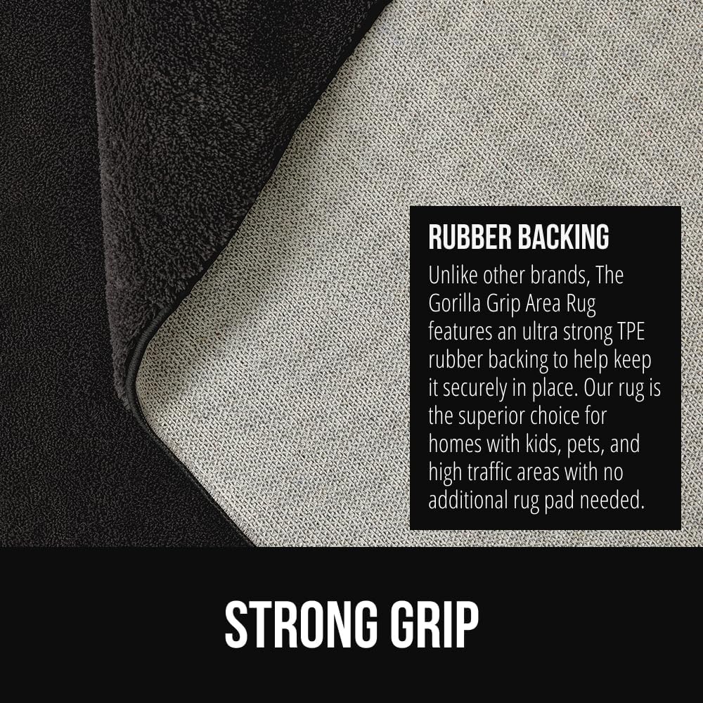 GORILLA GRIP Ultra Soft Washable Area Rug, Stain and Slip Resistant Plush Thick Carpet for Bedroom Living Room, No Shed Floor Rugs, Pet Friendly, Dorm Essentials, Kids Nursery Home Decor, 3x5, Black