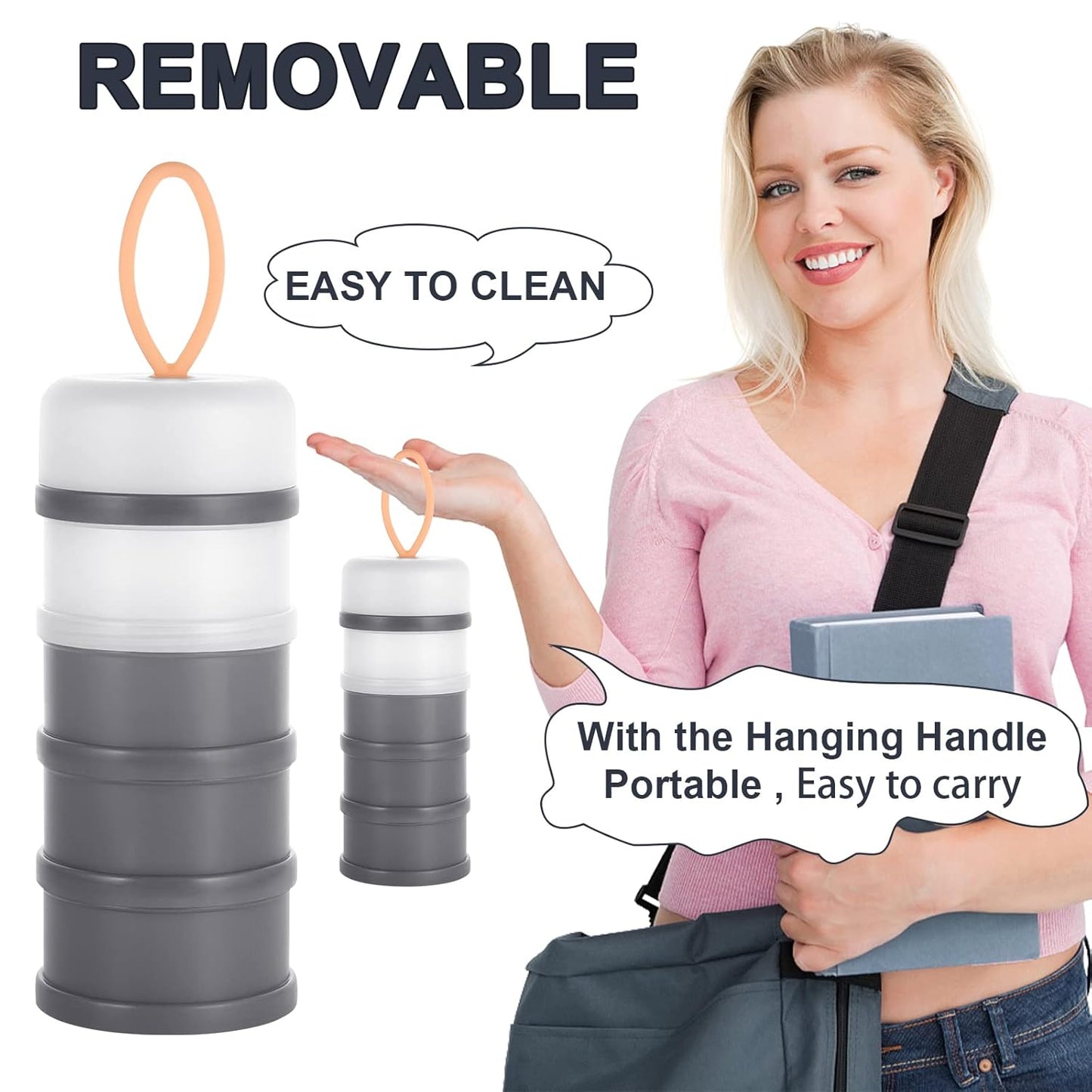 Accmor 2 Pack Baby Formula Dispenser On The Go, Stackable Formula Dispenser Formula Container to Go, Non-Spill Portable Milk Powder Kids Snack Storage Container, BPA Free