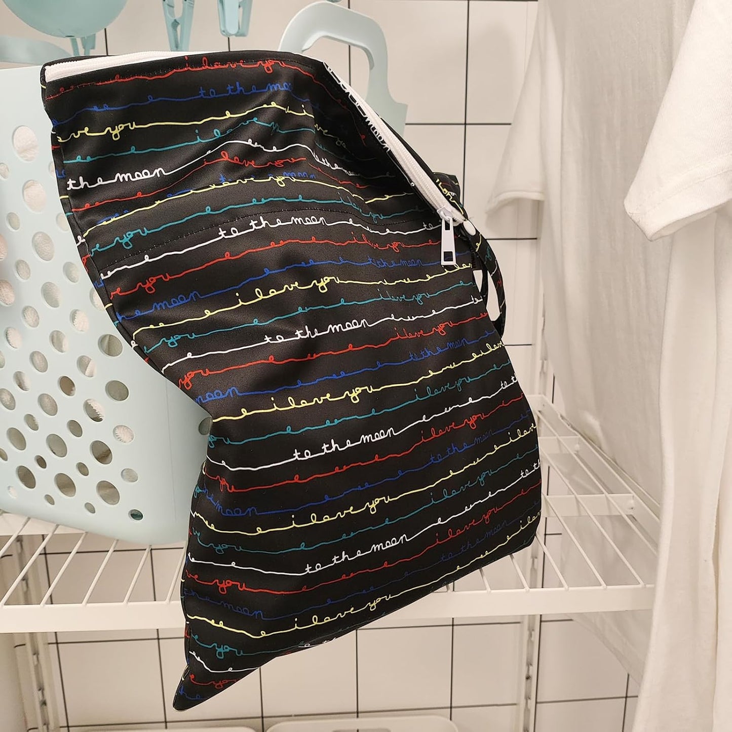 Mama Koala Waterproof Wet Dry Bags for Baby Items, Cloth Diapers, Swimsuits, Travel, Gym Clothes, Beach, Pump Parts, Toiletries, Two Zippered Pockets, 2 Pack (W022)