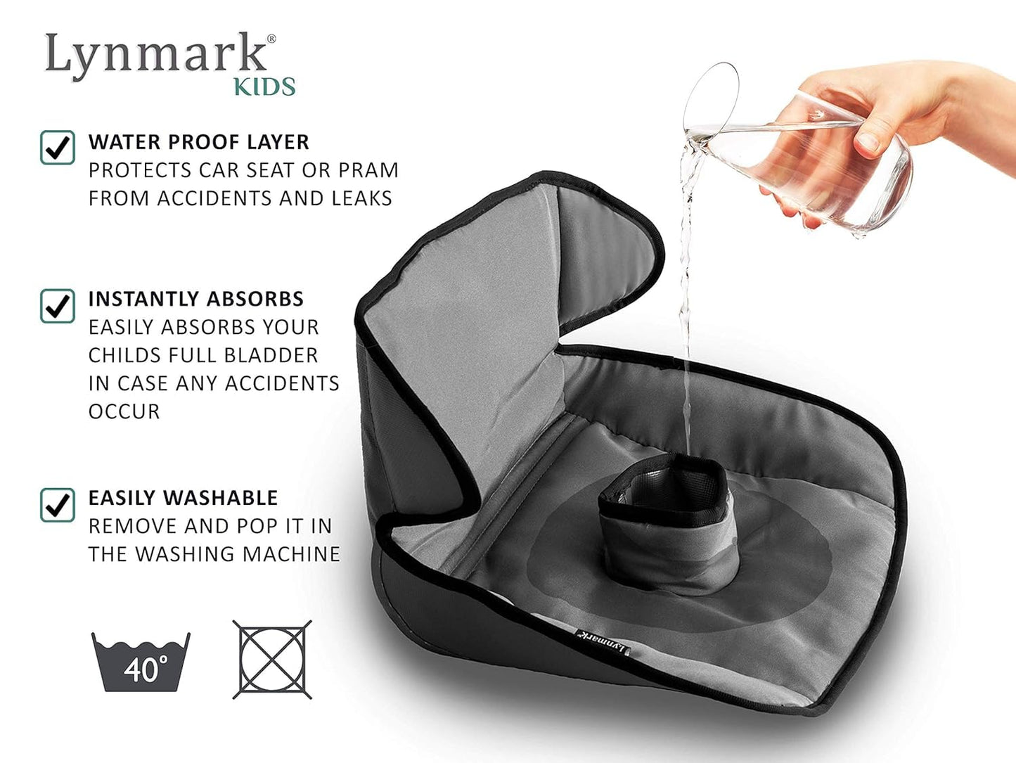 Lynmark® 2x Piddle Pads Car Seat Potty Training Cover- Waterproof Soft Toddler and Baby Car Seat Protector Mat- Travel-Friendly Universal Machine Washable Liner for Spills, Nappy Leaks, Accident- Grey