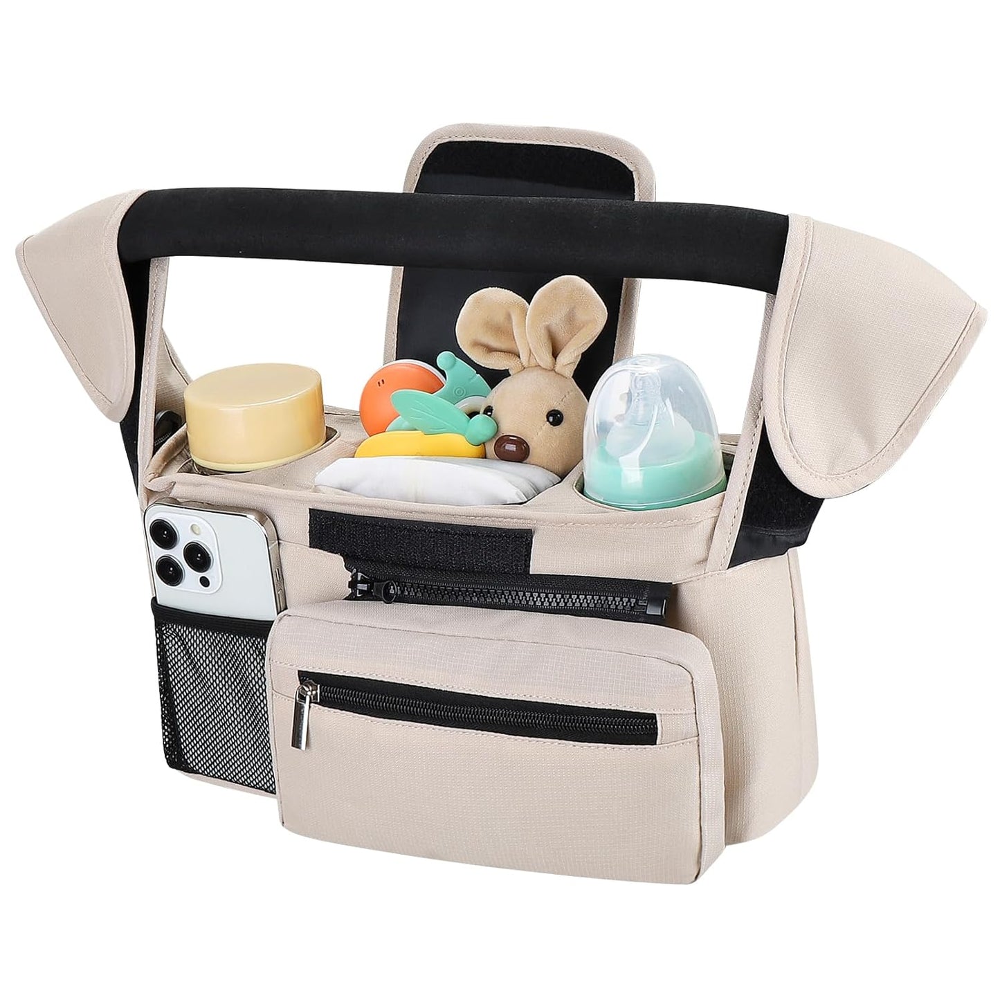Accmor Universal Stroller Organizer with Insulated Cup Holder Detachable Phone Bag and Shoulder Strap,Stroller Bag Caddy Organizer Fits for Uppababy, Baby Jogger, Britax Strollers