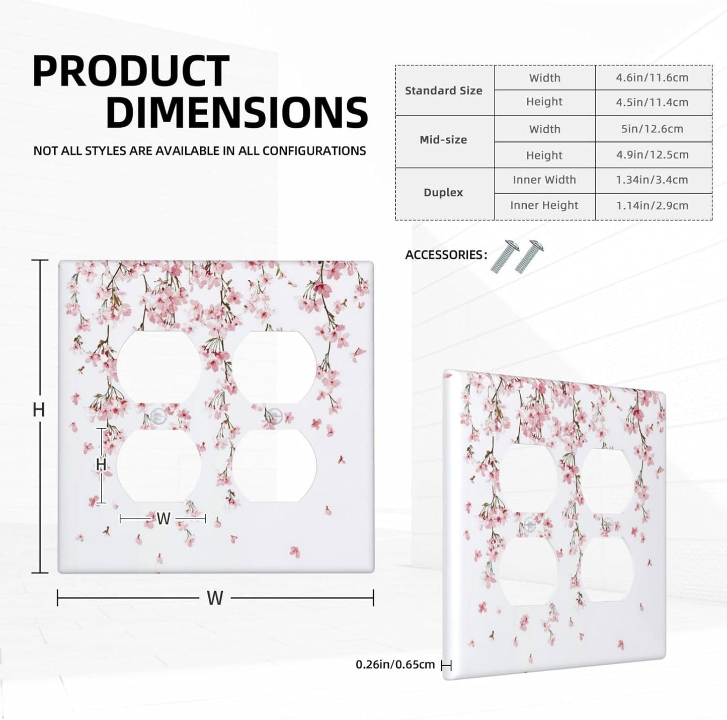 Outlet Covers Sakura Plant Floral Pink Flowers 2 Gang Double Duplex Decorative Light Switch Covers Electrical Wallplates Socket Faceplate For Bed Room Living Room Decor