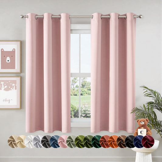 MIULEE Baby Pink Blackout Curtains - Bedroom Window Treatment Curtains Thermal Insulated Room Darkening Drapes for Living Room Kitchen Grommet Top Light Blocking Drapery, 40 x 50 Inches Long, 2 Panels