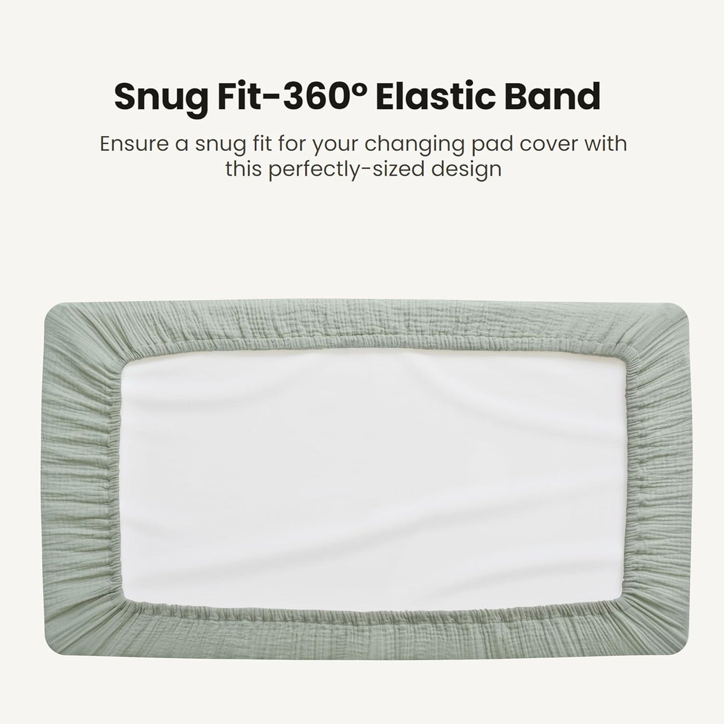 Konssy Waterproof Muslin Changing Pad Cover 2 Pack, Quilted Cotton Fitted Diaper Changing Table Cover, Soft Changing Pad Sheets for Girls Boys (Leafy,Green)