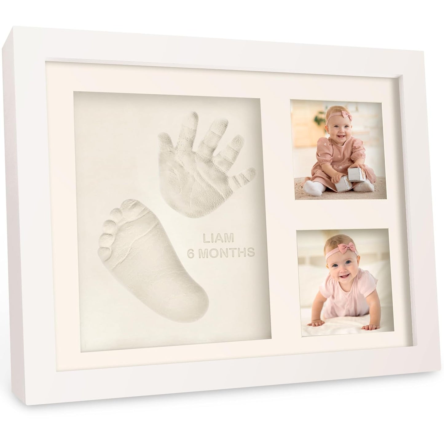 Baby Hand and Footprint Kit - Quick Dry Clay Baby Footprint Kit, Newborn Keepsake, Nursery Picture Frame for Boys, Girls, Personalized Gifts for Shower & Registry, New Mom Gift (Alpine White)