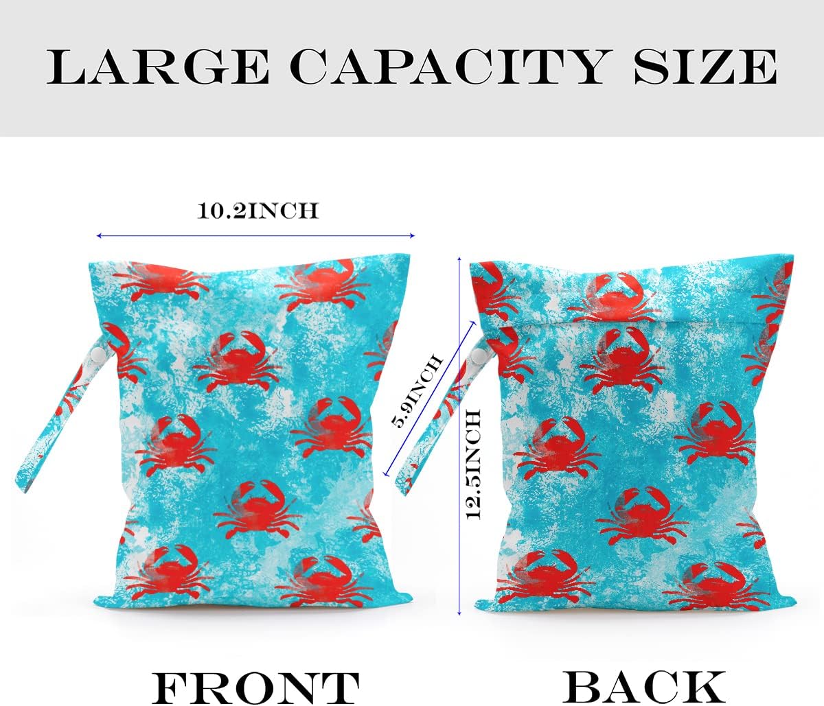 Wet Bag, Wet Dry Bag, Wet Bag for Swimsuit, Travel, Beach, Pool, Diapers, Dirty Yoga Gym Clothes, Makeup Bag, Waterproof Reusable Beach Bag Ocean Decor Starfish Sea Horse Anchor