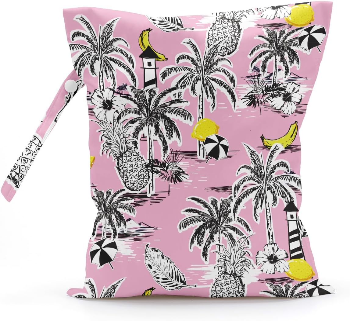 Wet Bag, Wet Dry Bag, Wet Bag for Swimsuit, Travel, Beach, Pool, Diapers, Dirty Yoga Gym Clothes, Makeup Bag, Waterproof Tropical Palm Leaves Decor Jungle Palm Leaf Favors